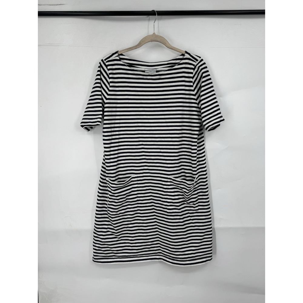 J. Jill White & Navy Striped Mini Shift Dress Women Petite Medium Coastal Beach - Picture 1 of 8